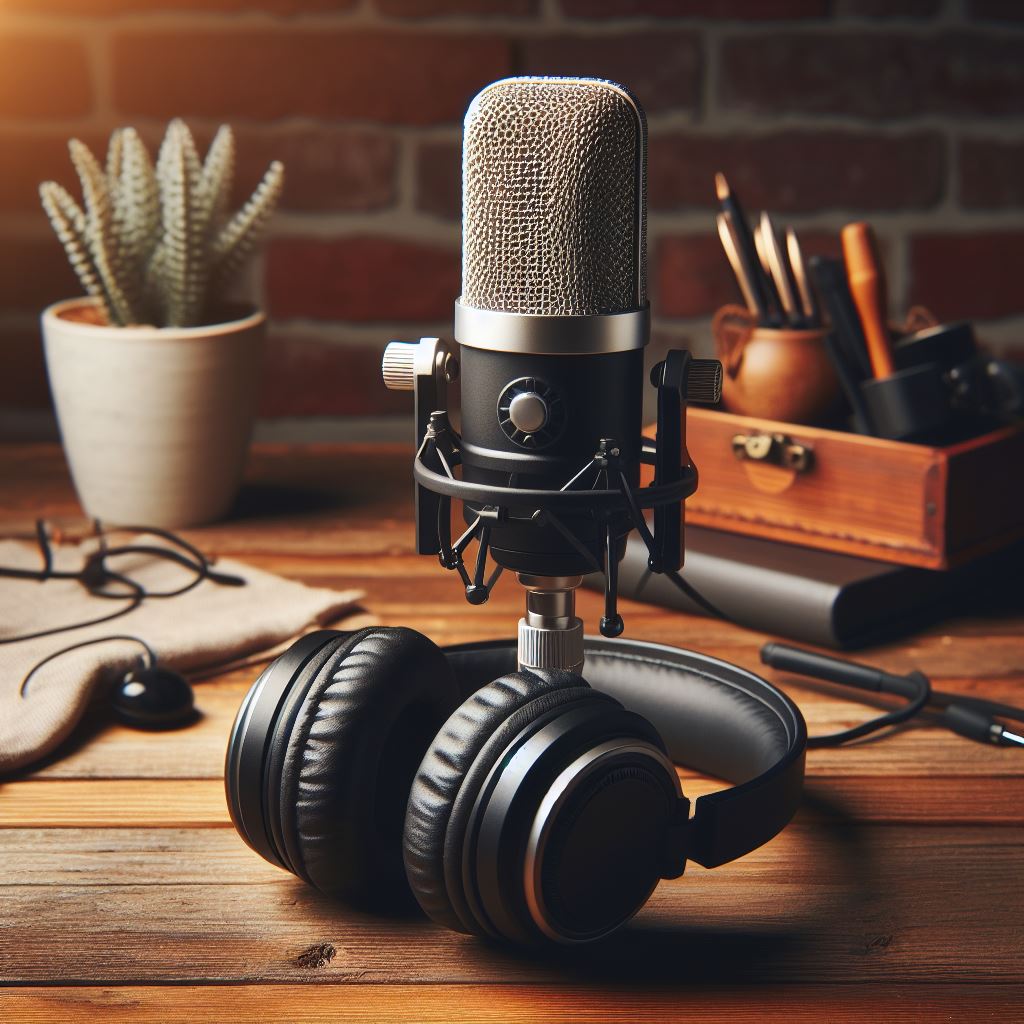 Microphone and earphone for podcasting